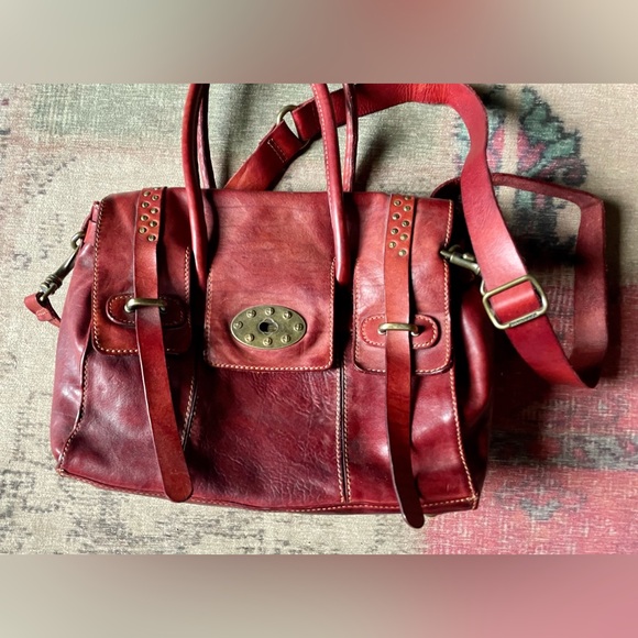 Campomaggi Burgandy Red Medium Distressed Leather Sobrero Bag purse - Picture 4 of 13